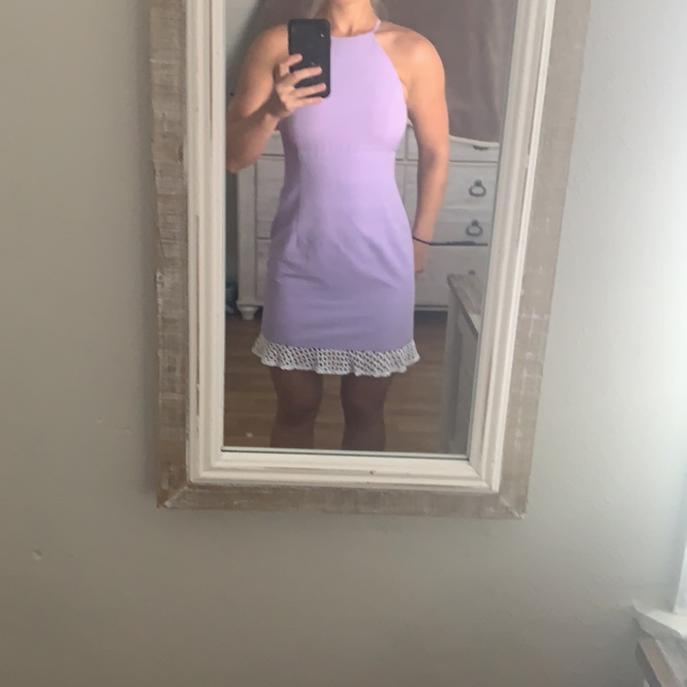 SOLD Lavender halter dress with lace detail